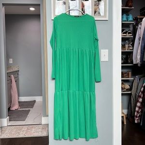 boohoo Kelly Green Ribbed Maxi